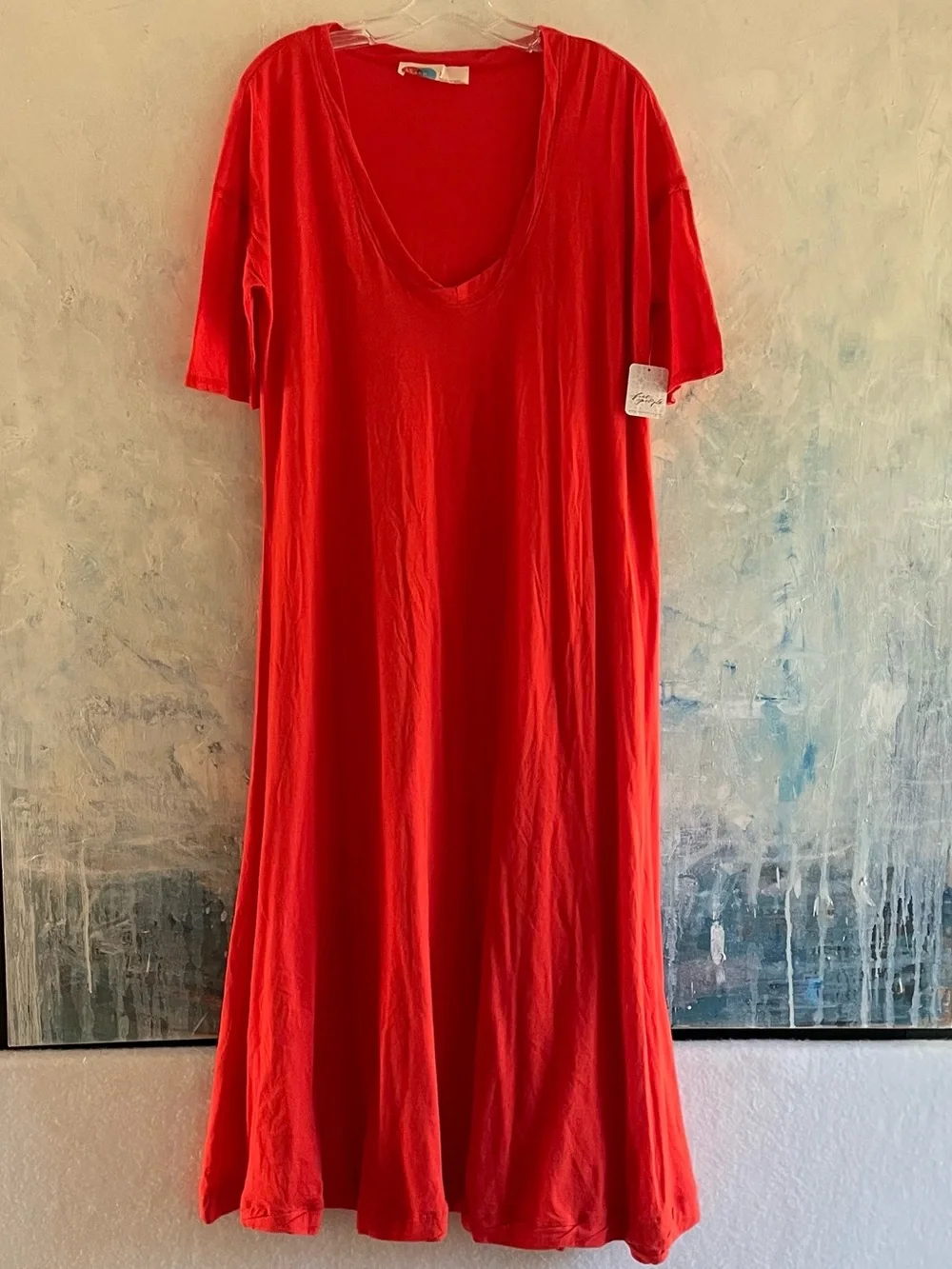 NWT Free People FP Beach Montauk Midi Dress Tomato Red Relaxed Oversized S